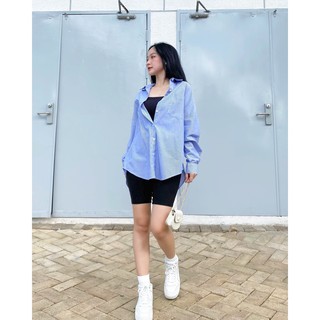 Áo sơ mi sọc xanh Oversize