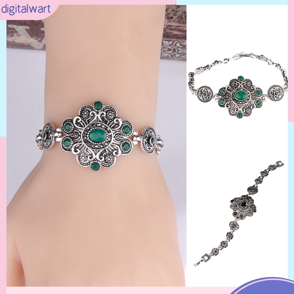 Vòng đeo tay thiết kế mặt bông hoa đính đá nhân tạo phong cách cổ điển thanh lịch thời trang dành cho nữ