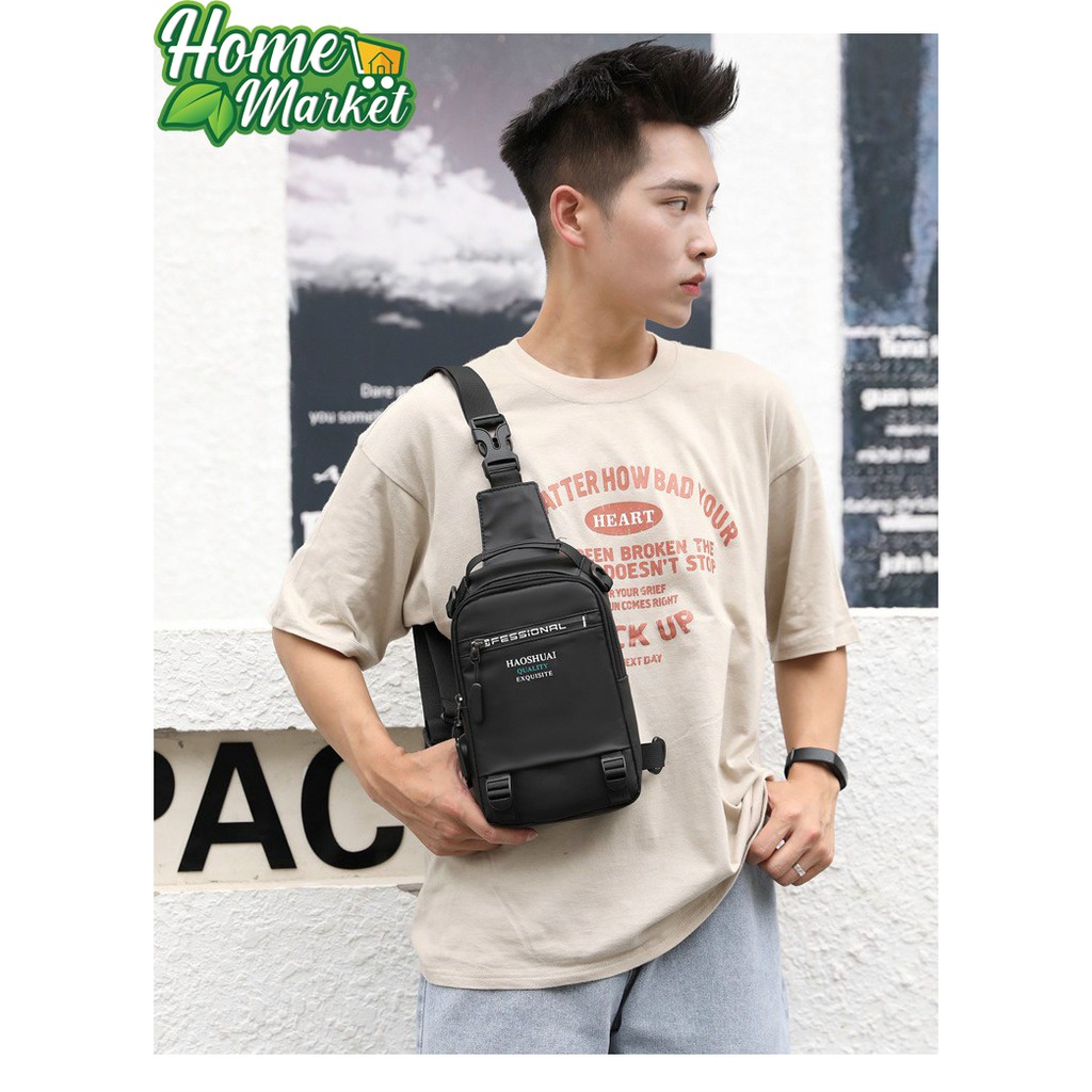 ( Hàng Mới Về ) Túi đeo chéo nam vải Polyester kháng nước chống bám bụi tích hợp cổng sạc USB tiện dụng TC116 | BigBuy360 - bigbuy360.vn