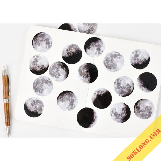 Bộ Sticker hình dán mặt trăng - Nhãn dán trang trí sổ, bưu thiệp, cốc đa năng Tuệ Minh
