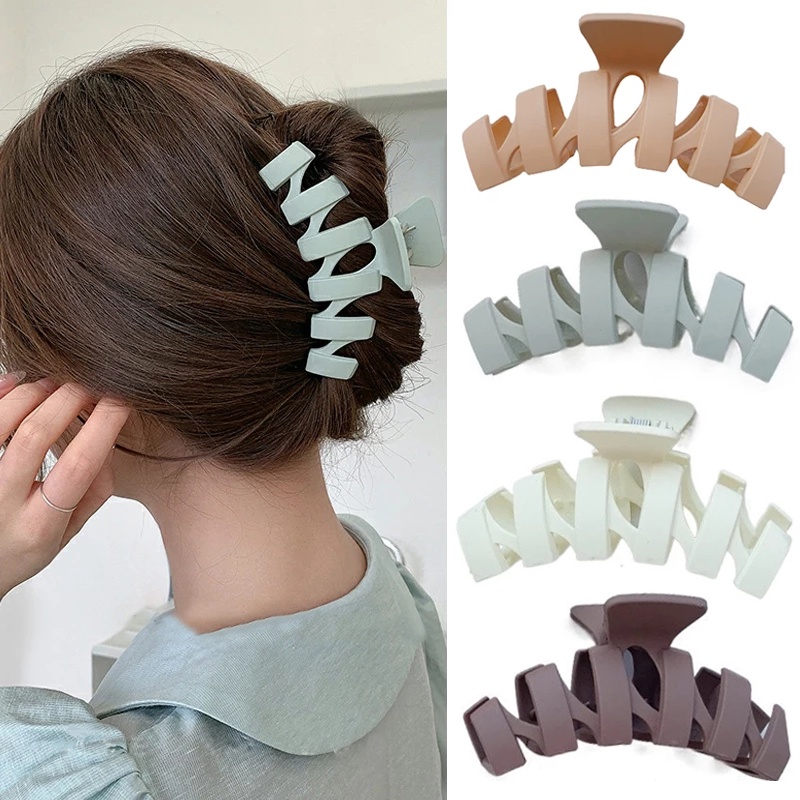 Kẹp tóc acrylic đơn giản màu trơn thời trang Hàn Quốc cho nữ