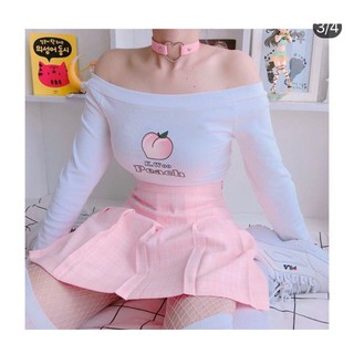 🤡Áo Croptop Bẹt Vai Peach