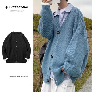 Áo Len Dài Tay Cao Áo Len Nam Dệt Kim Cardigan Nam Phong Cách Hồng Kông ins Hợp Thời Trang Phiên Bản Hàn Quốc Rời Lười Phong Cách Mặc Ngoài Áo Len Hợp Thời Trang