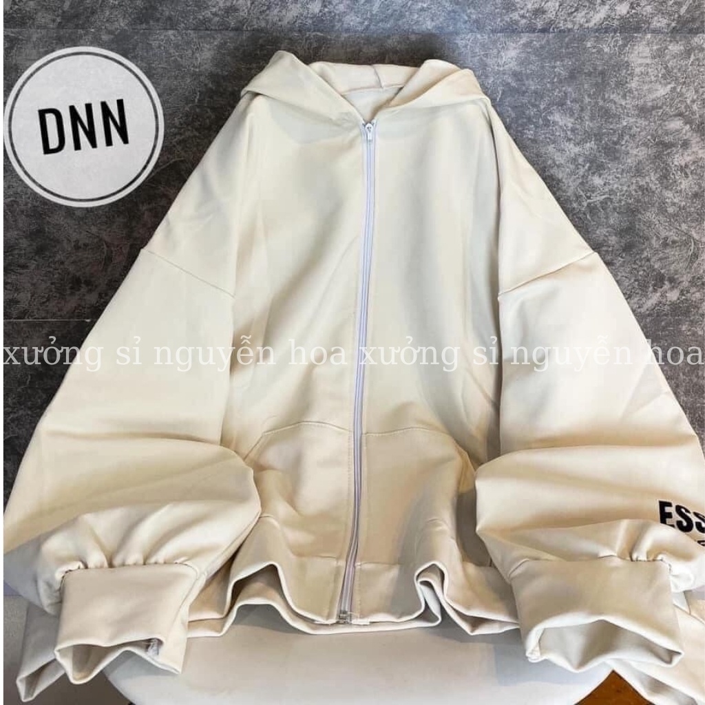 Áo khoác nỉ essen unisex form rộng nam nữ mặc được 2 màu đen/be (kèm video/ảnh thật) Xưởng Sỉ Nguyễn Hoa | BigBuy360 - bigbuy360.vn