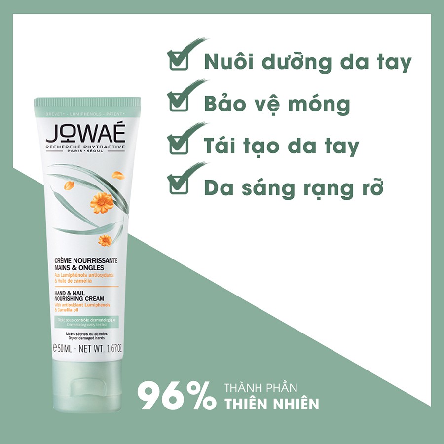 Kem Dưỡng Tay Và Móng JOWAE - Mỹ Phẩm Thiên Nhiên Nhập Khẩu Từ Pháp 50ml - HAND AND NAIL NOURISHING CREAM