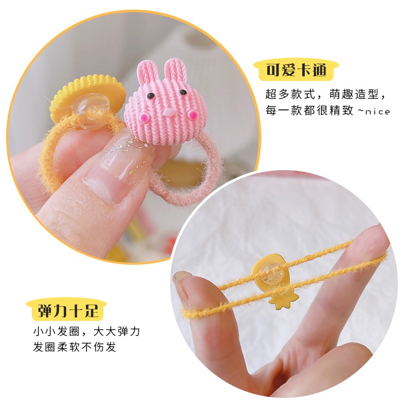 Set 10 Dây Cột Tóc Co Giãn Họa Tiết Trái Cây Cầu Vồng Phong Cách Hàn Quốc Cho Bé Gái