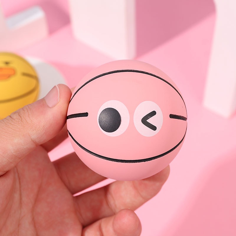 Bóng rổ đồ chơi bằng cao su đàn hồi cao 6cm họa tiết hoạt hình cho bé