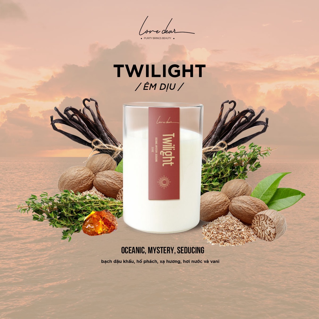 Nến Thơm Tinh Dầu Cao Cấp LoveDear - Twilight 100g Không Khói Decor Sang Trọng