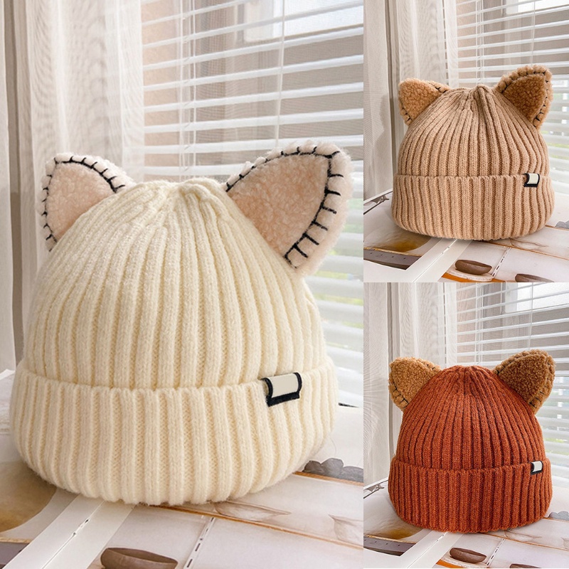 Mũ Len Beanie Tai Mèo Mềm Mại Đáng Yêu