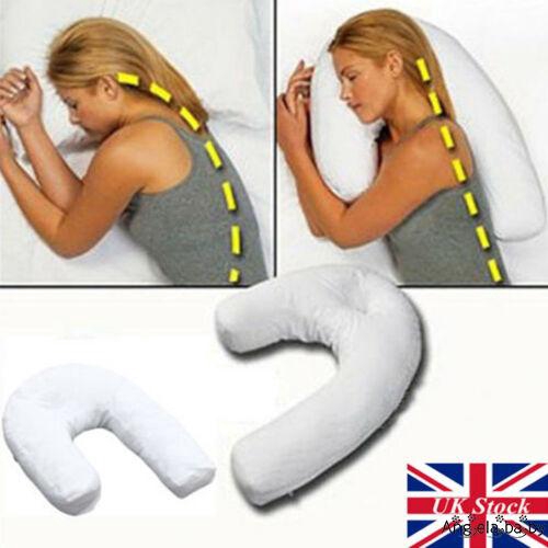 ⓗღ✯U Shape Side Sleeper Pro Pillow  Waist Support Cervical Spondylosis Relief Cushion with Ear Hole