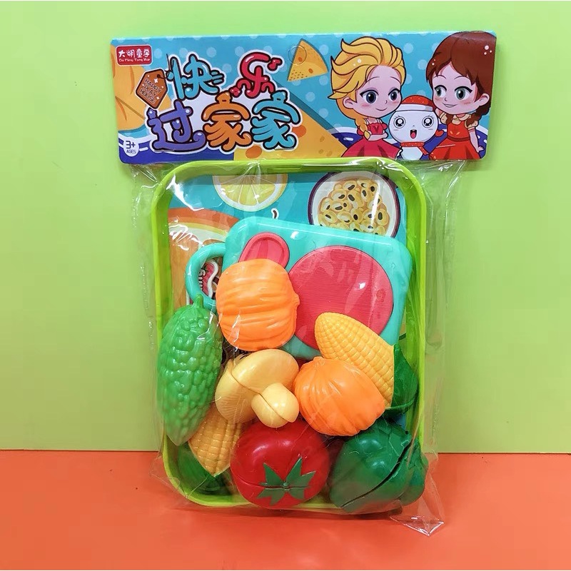 Đồ chơi cắt hoa quả rau củ nhựa có khay đựng cho bé - CQK