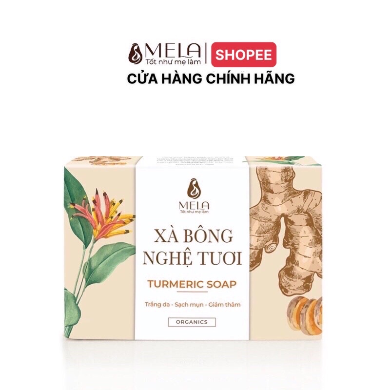 Xà Bông Nghệ Mela, Xà Phòng Thiên Nhiên chăm Sóc Mặt Và Body Giúp Da Sáng Khoẻ Mờ Thâm, Xà Phòng Organic Giảm Mụn 100g