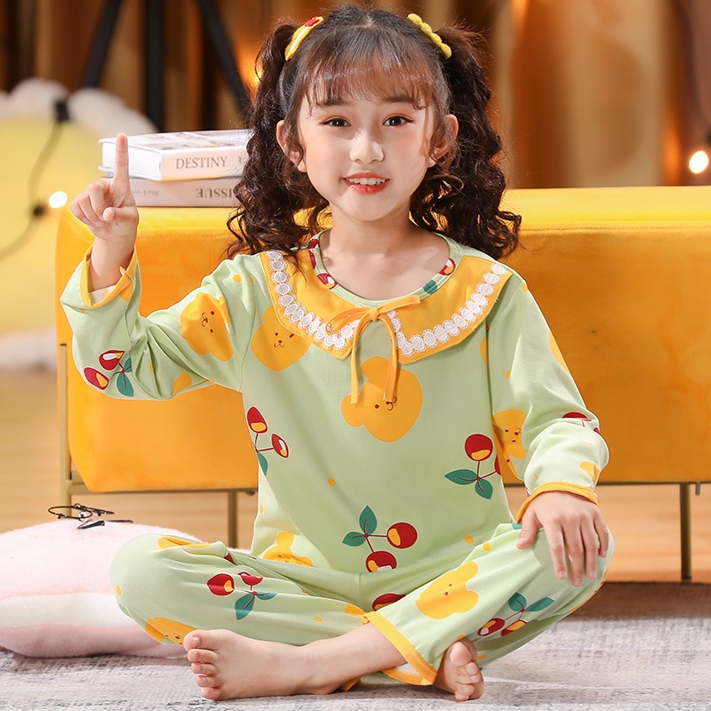 Bộ Đồ Ngủ In Họa Tiết Hoạt Hình Phong Cách Hàn Quốc Cho Bé Gái