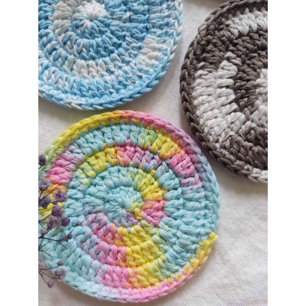 Đế lót cốc miếng lót ly thấm nước màu loang hình tròn handmade từ vải len màu loang cực dễ thương