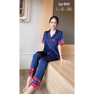 Lụa satin in lai quần dài tay ngắn