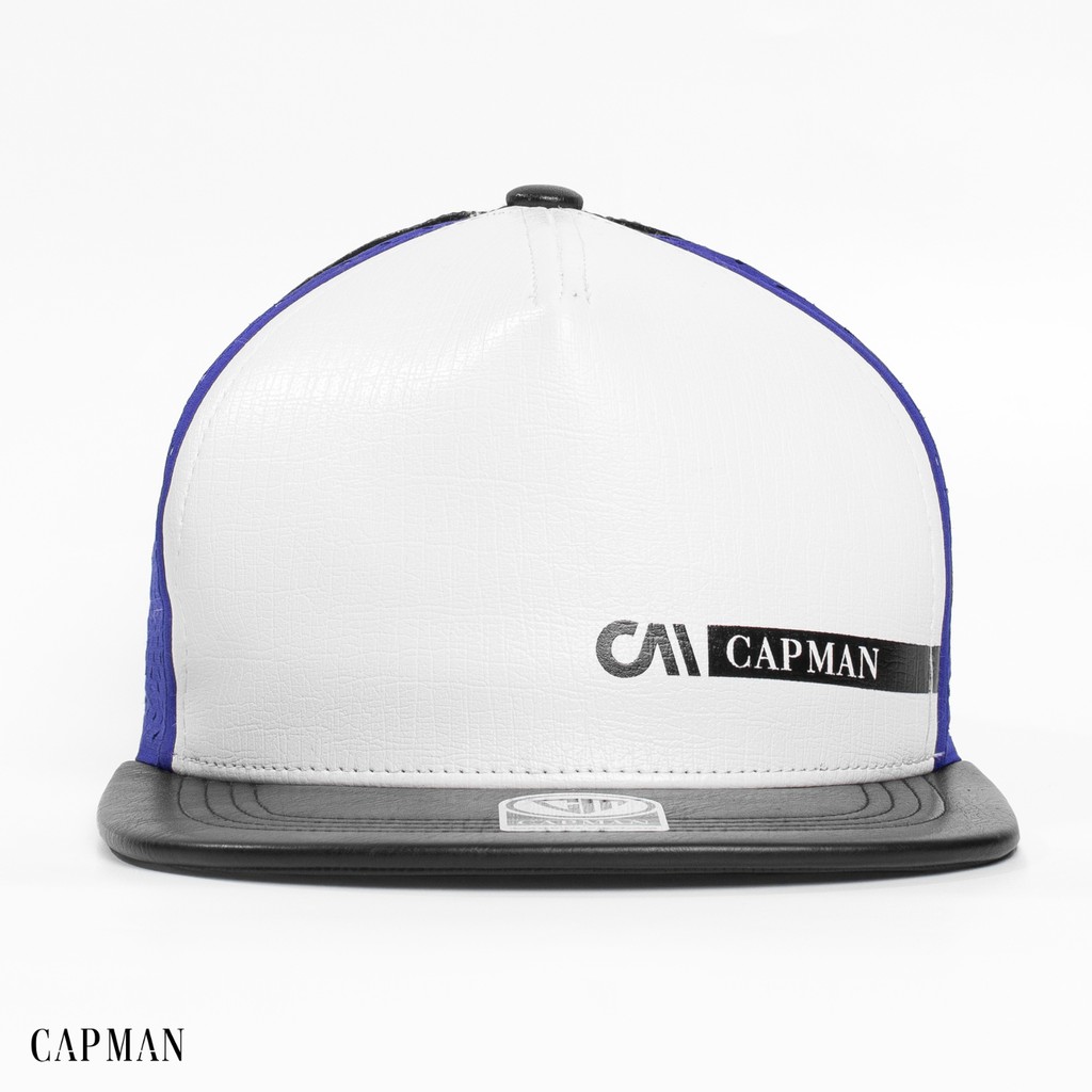 Mũ snapback CAPMAN chính hãng full box, nón lưỡi trai hiphop CM126 màu xanh trắng