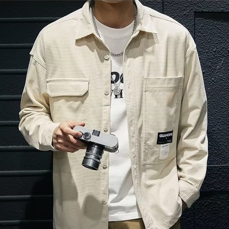 Áo Sơ Mi Nam Dài Tay Dáng Rộng Họa Tiết Caro Phong Cách Retro Nhật Bản Cỡ M-3xl