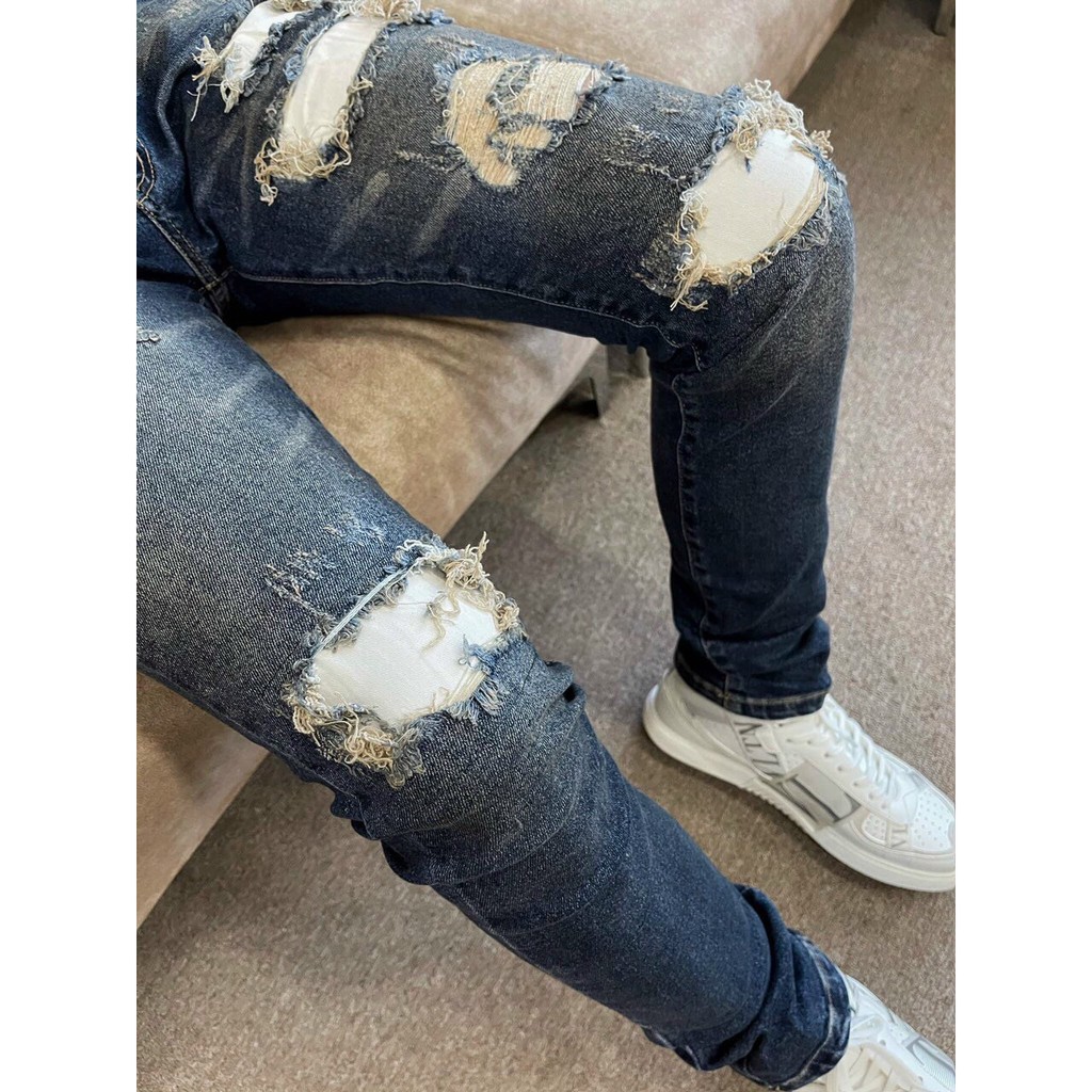 Quần jean nam rách gối thiết kế đẹp thời trang nam King168 , quần jeans nam cao cấp W57