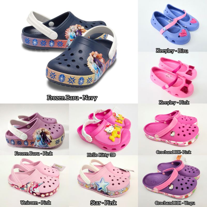 DISNEY Giày Crocs Công Chúa Frozen/ Hello Kitty/Keyley/C Crocs Dễ Thương Cho Bé Gái