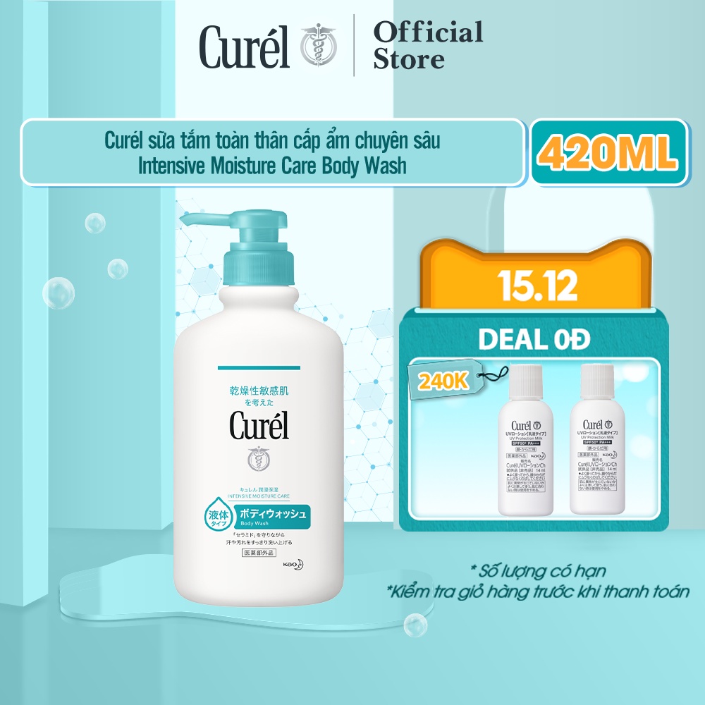 [Mã FMCGMALL -8% đơn 250K] Sữa Tắm Toàn Thân Cấp Ẩm Chuyên Sâu Curel Intensive Moisture Care Body Wash 420ml