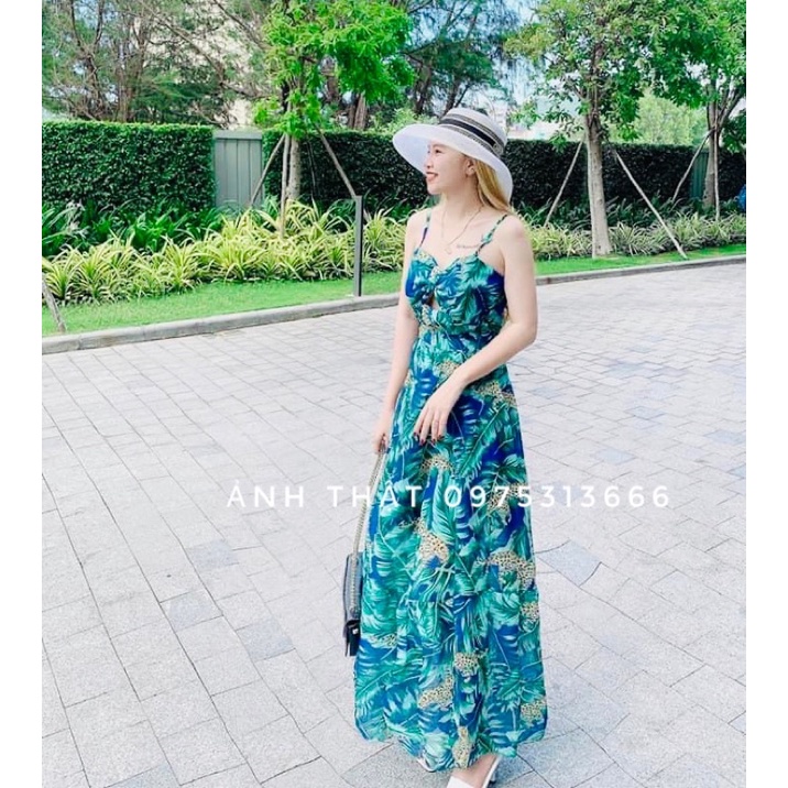 Váy Maxi 2 Dây, Đầm Maxi Đi Biển V305, Họa Tiêt Hoa Chất Voan, Hack Dáng, Khoe Chân Dài Miên Man