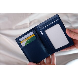 [DA THẬT - BẢO HÀNH 12 THÁNG] Ví da nam cao cấp mini bussiness đứng đen