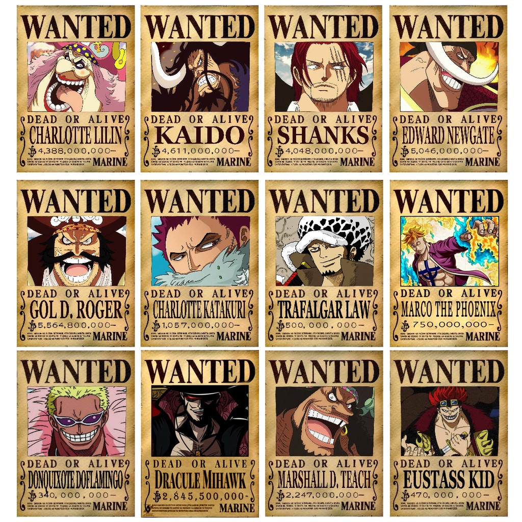 Bộ Lệnh Truy Nã Onepiece Wandted Poster Khổ A4, A5 giấy dày đẹp