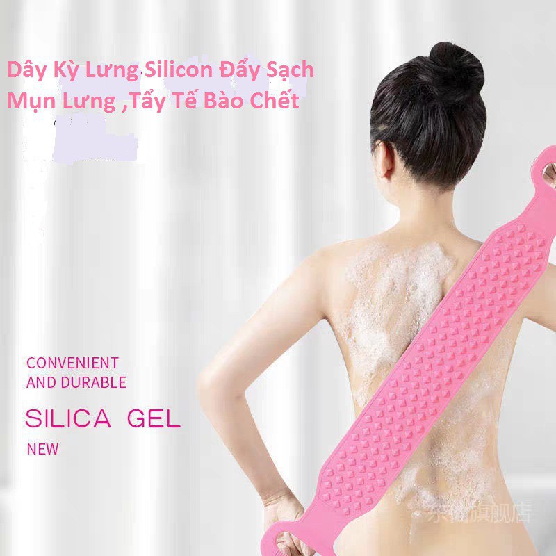 DÂY ĐAI CHÀ LƯNG, CỌ LƯNG 2 MẶT ĐA NĂNG SILICON KỲ CỌ MASSAGE TẨY DA CHẾT KHI TẮM (TẶNG MÓC TREO DÁN TƯỜNG 3D)