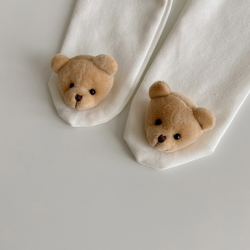 Quần tất trang trí gấu chất liệu cotton xinh xắn cho bé