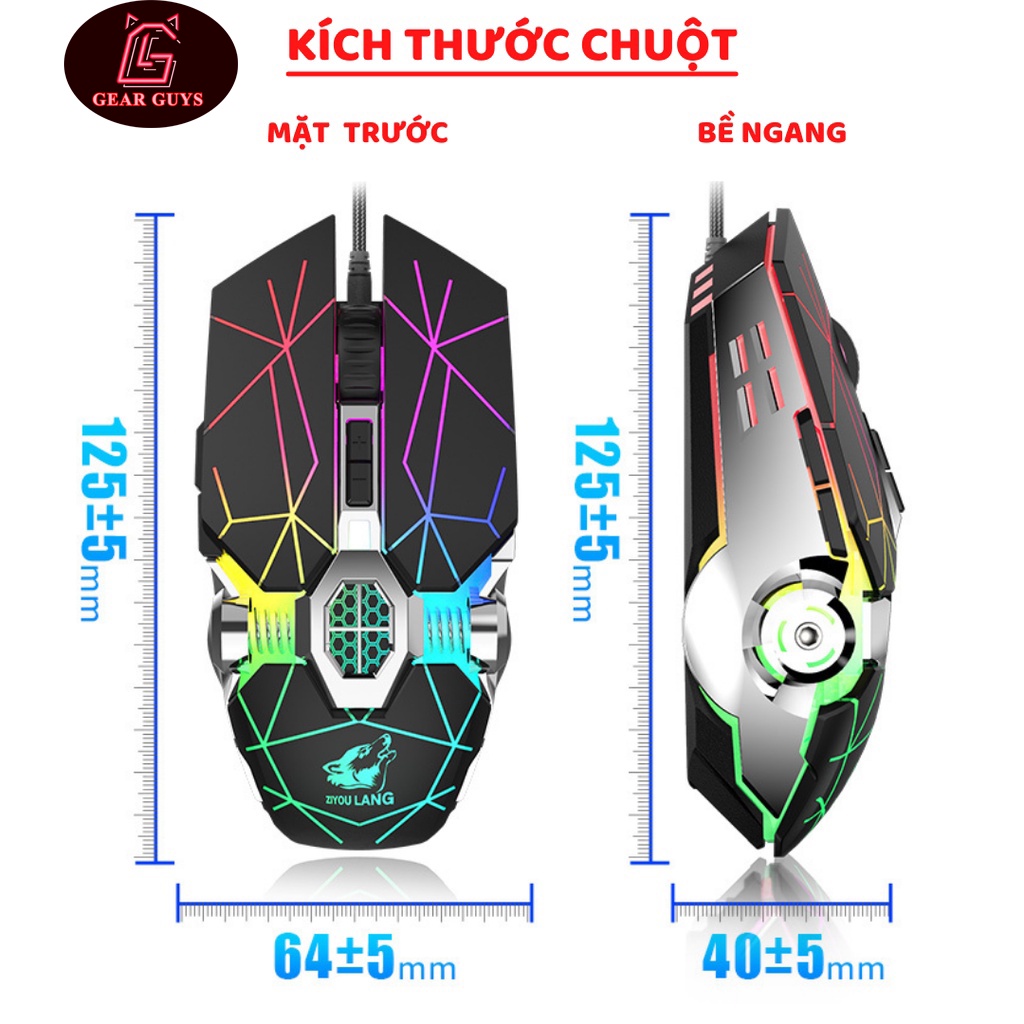 Chuột máy tính,gaming có dây ZIYOU V8 có LED RGB tự đổi màu cực đẹp,chơi game,dùng văn phòng