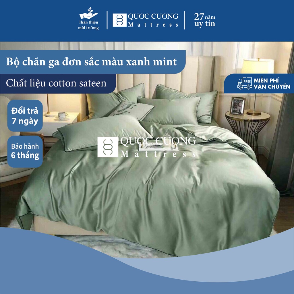 Bộ Chăn Ga Gối Cotton Sateen Đơn Sắc Đủ Kích Thước Trải Đệm 1m, 1m2, 1m4, 1m6, 1m8, 2m2 | BigBuy360 - bigbuy360.vn