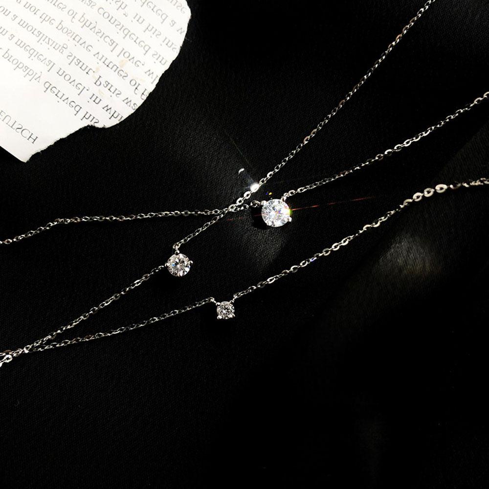 Dây Chuyền Thiết Kế Mặt Hình Học Đính Đá Zircon Thời Trang Thanh Lịch Cho Nữ