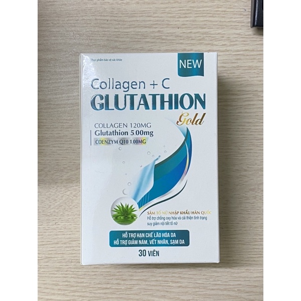 Collagen + C GLUTATHION đẹp da, sáng da, hạn chế lão hoá da hiệu quả Lọ 30 viên | Thế Giới Skin Care