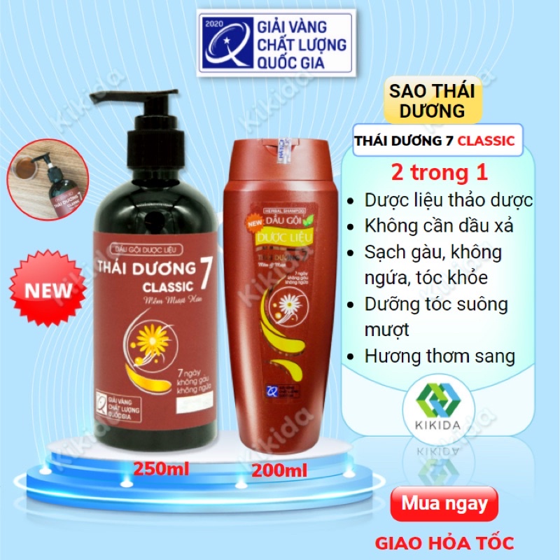 Dầu gội THÁI DƯƠNG 7 dược liệu thảo dược An toàn giúp dưỡng tóc bồng bềnh sạch gàu và giảm rụng tóc