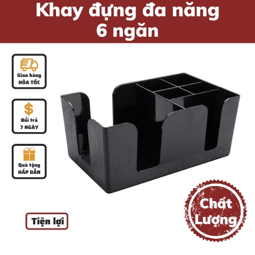 Khay đựng đồ đa năng 6 ngăn tiện lợi đựng khăn giấy thìa đũa ống hút dành cho quán cafe văn phòng nhà ở bảo hành 1 đổi 1