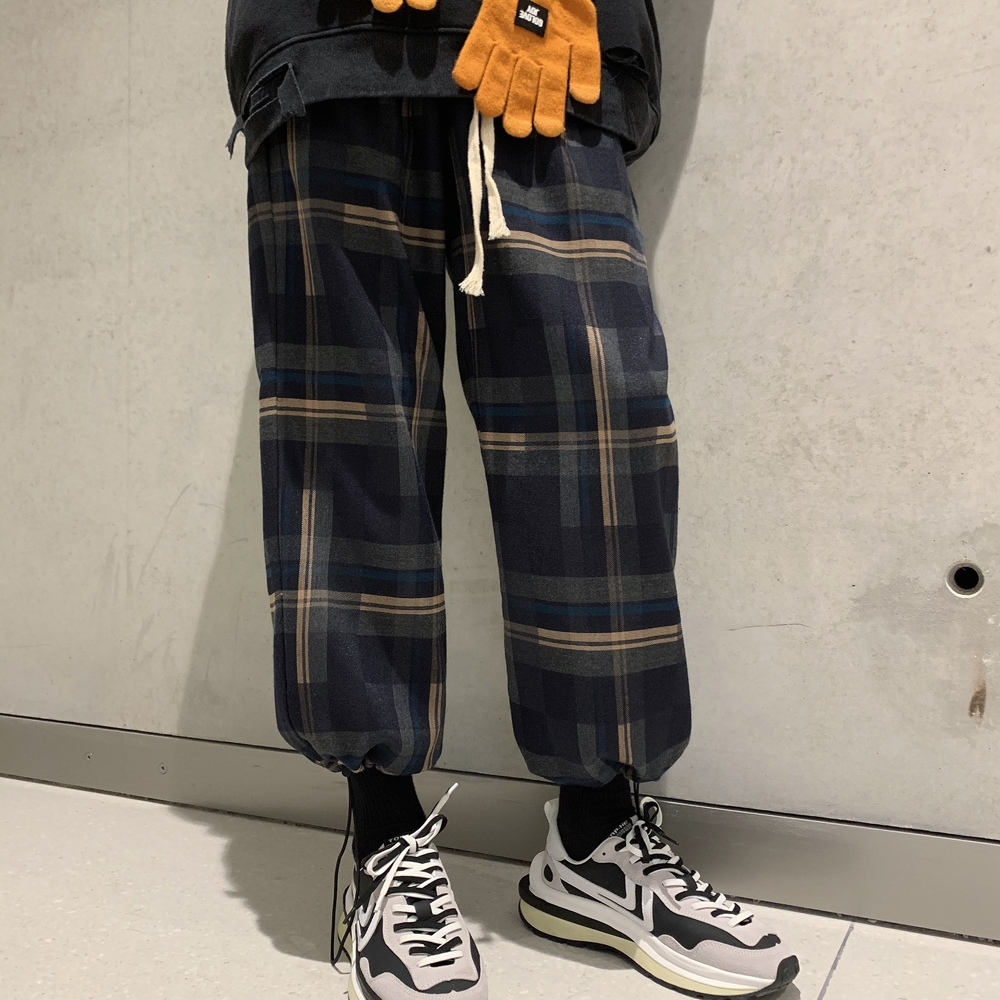 Quần ống rộng Họa Tiết Caro Phong Cách Hip Hop Cho Nam