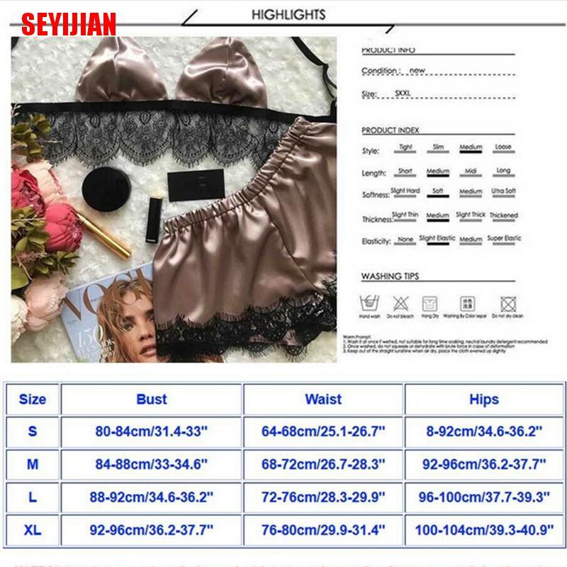Bộ Đồ Ngủ Vải Satin Sát Nách Cổ Chữ V Phối Ren Quyến Rũ Cho Nữ