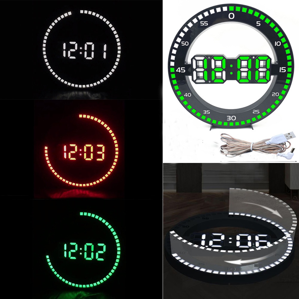 Đồng Hồ Treo Tường Đèn LED 3d Điện Tử Đa Năng Không Gây Tiếng Ồn Dùng Trang Trí Nhà Cửa