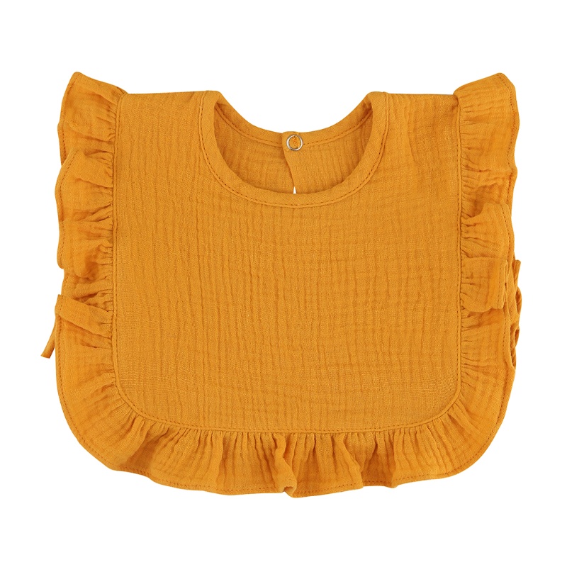 Khăn Yếm Vải Cotton Màu Sắc Trơn Phối Ren Dành Cho Em Bé