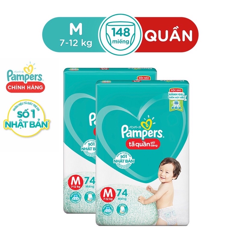 Tã quần Pampers Giữ Dáng Mới Gói Cực Đại M74/L68/XL62/XXL56