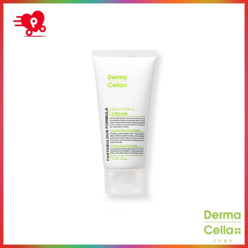 Kem dưỡng cân bằng độ ẩm, ngăn ngừa mụn dành cho da nhạy cảm Dermacella Hàn Quốc 80ml (DERMACELLA SOLUTION A  CREAM) | BigBuy360 - bigbuy360.vn