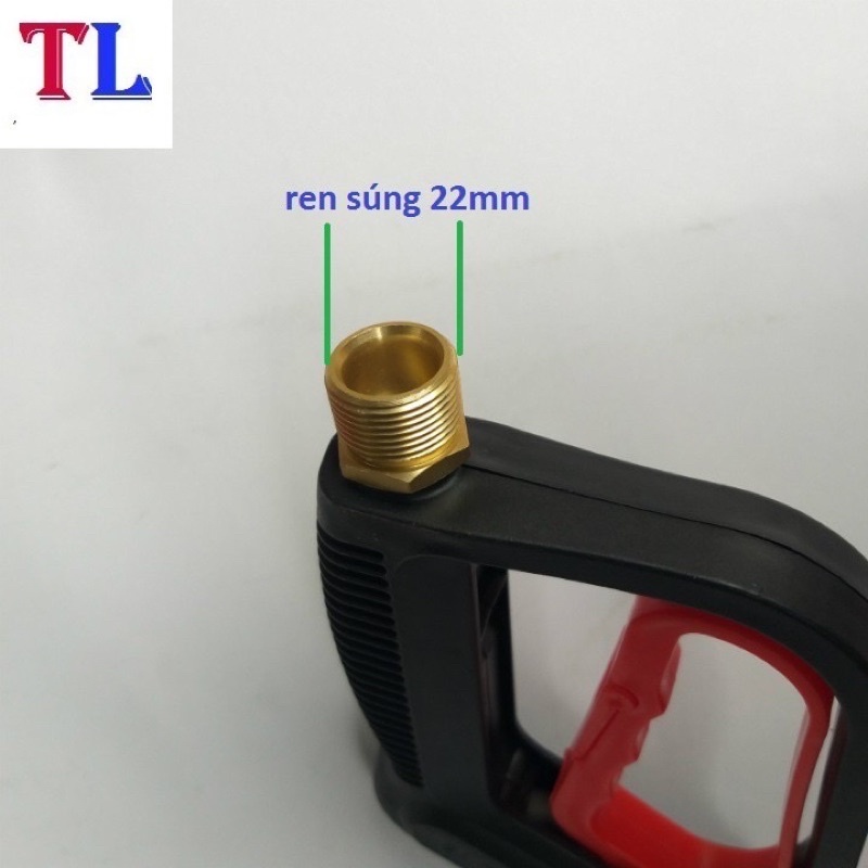 Súng phun xịt rửa xe áp lực cao tay cam ren ngoài 22mm-đầu lắp được bình bọt