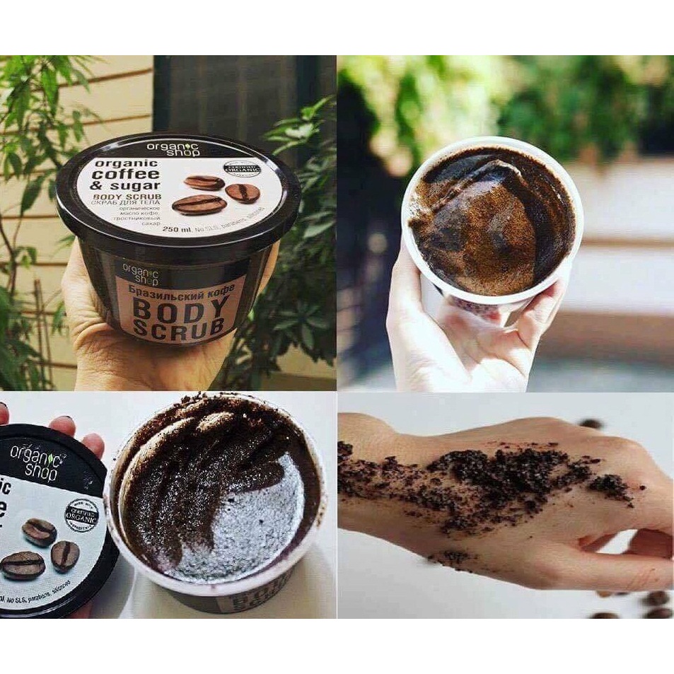 Kem tẩy da chết toàn thân Organic Coffee &amp; Sugar Body Scrub 250ml