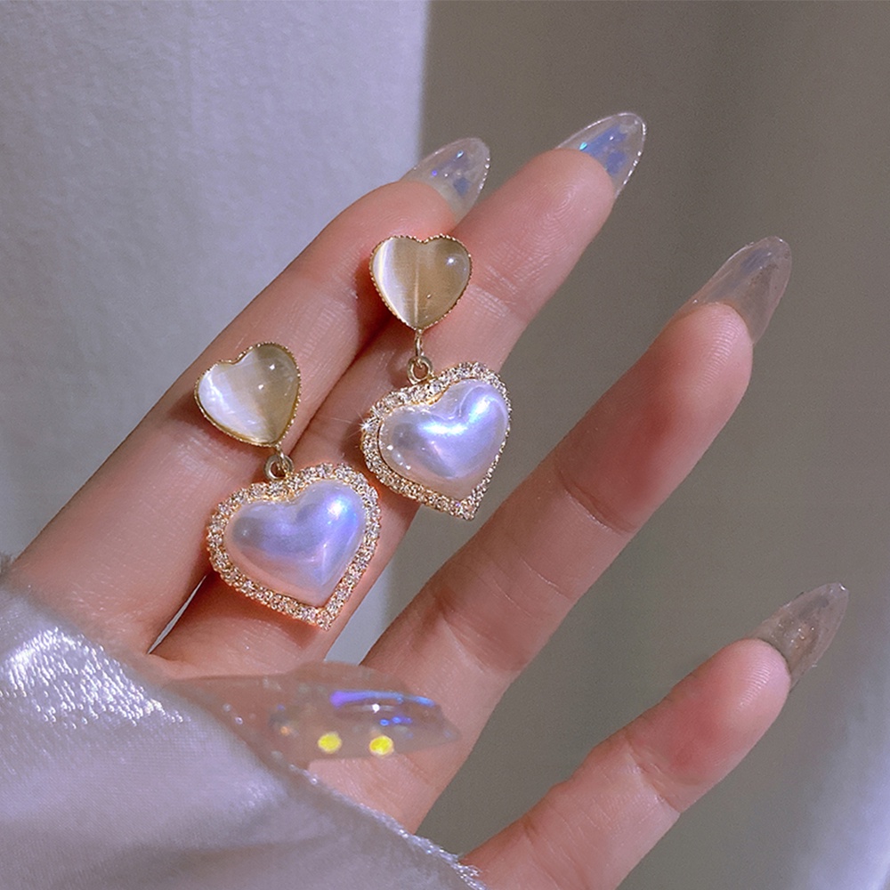 Khuyên tai iF YOU mặt trái tim đính hạt ngọc trai thời trang cho nữ