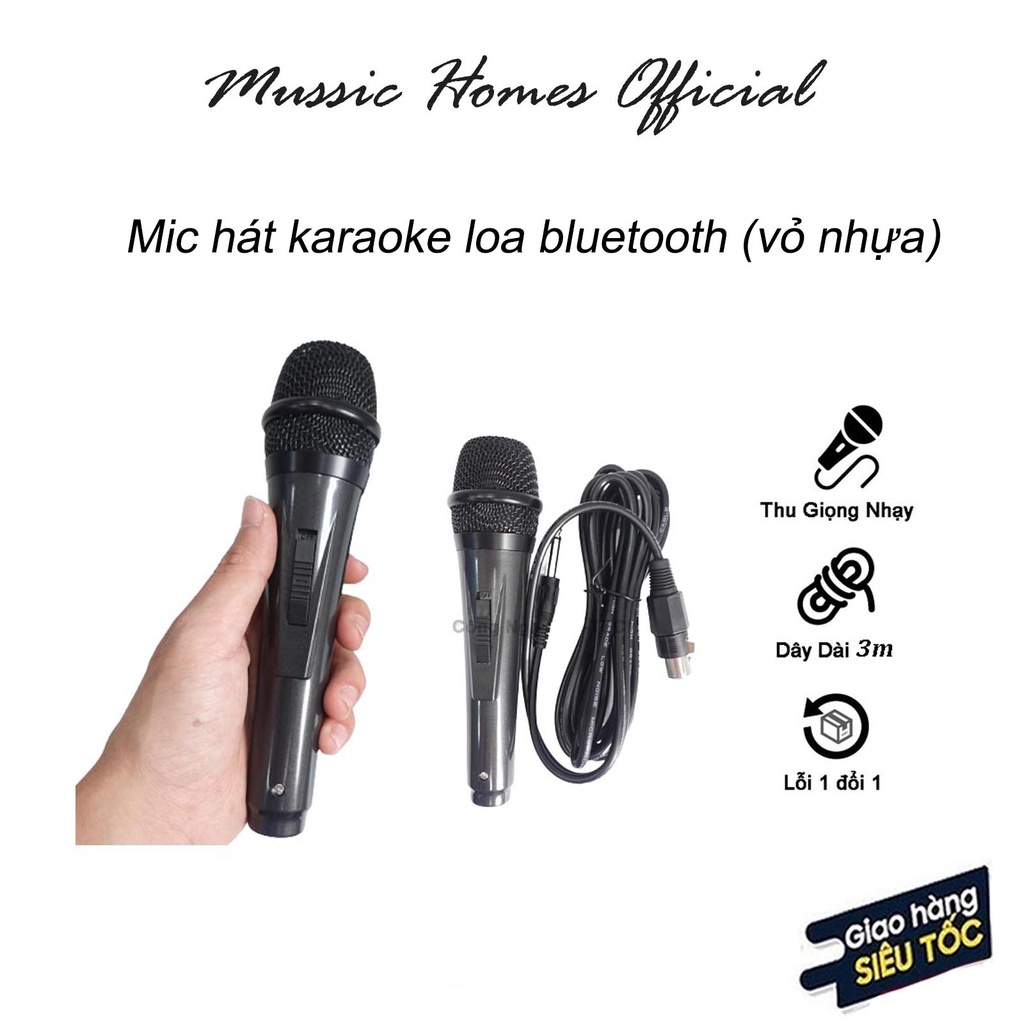 Micro Karaoke có dây Vỏ Nhựa hát nhẹ và bắt giọng Cực Hay| Micro Phù Hợp cho loa kéo, loa bluetooth