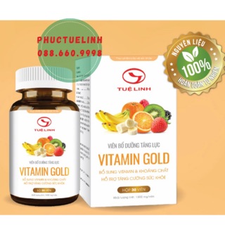 Viên uống bổ dưỡng tăng lực vitamin gold Tuệ Linh lọ 30v tăng sức đề kháng, bồi bổ cơ thể
