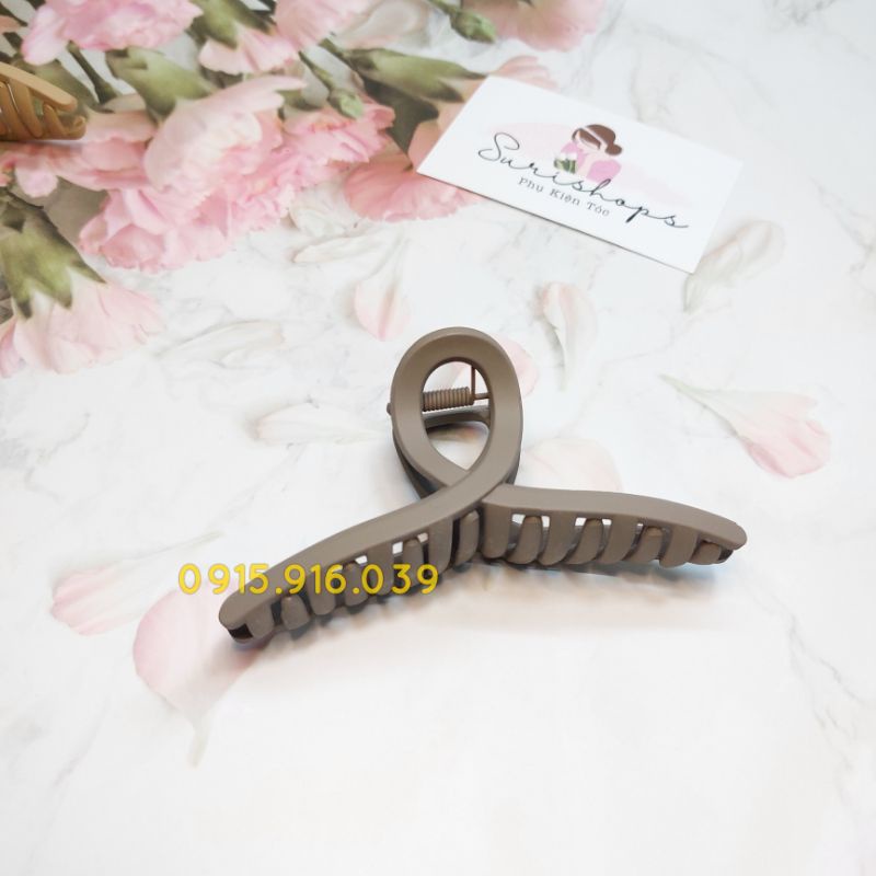 Kẹp tóc càng cua 11 cm, kẹp tóc nhựa màu nâu tây