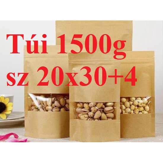 20x30 - 100 Túi Zipper kraft đáy bầu dục phủ bóng, đựng được nước, đáy đứng có cửa sổ (113k/kg) video sản phẩm thật