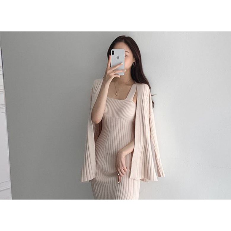 Đầm Len 2 Dây Form Chuẩn Tôn Dáng, Đi Làm, Đi Tiệc Đều Đẹp - D55 | BigBuy360 - bigbuy360.vn