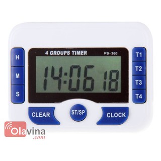 Đồng hồ bấm giờ hẹn giờ đếm ngược 4 kênh